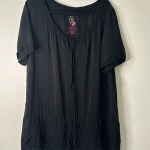 Johnny Was Black Blouse/Coverup Size Large